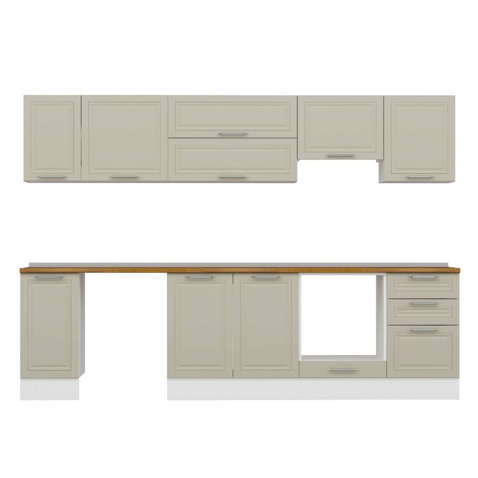 Alvinka 290X210 Cm Klasik Mebran Mutfak Dolabı M-E80S40S50-1 Mebran | Kumtaşı - Suntalam