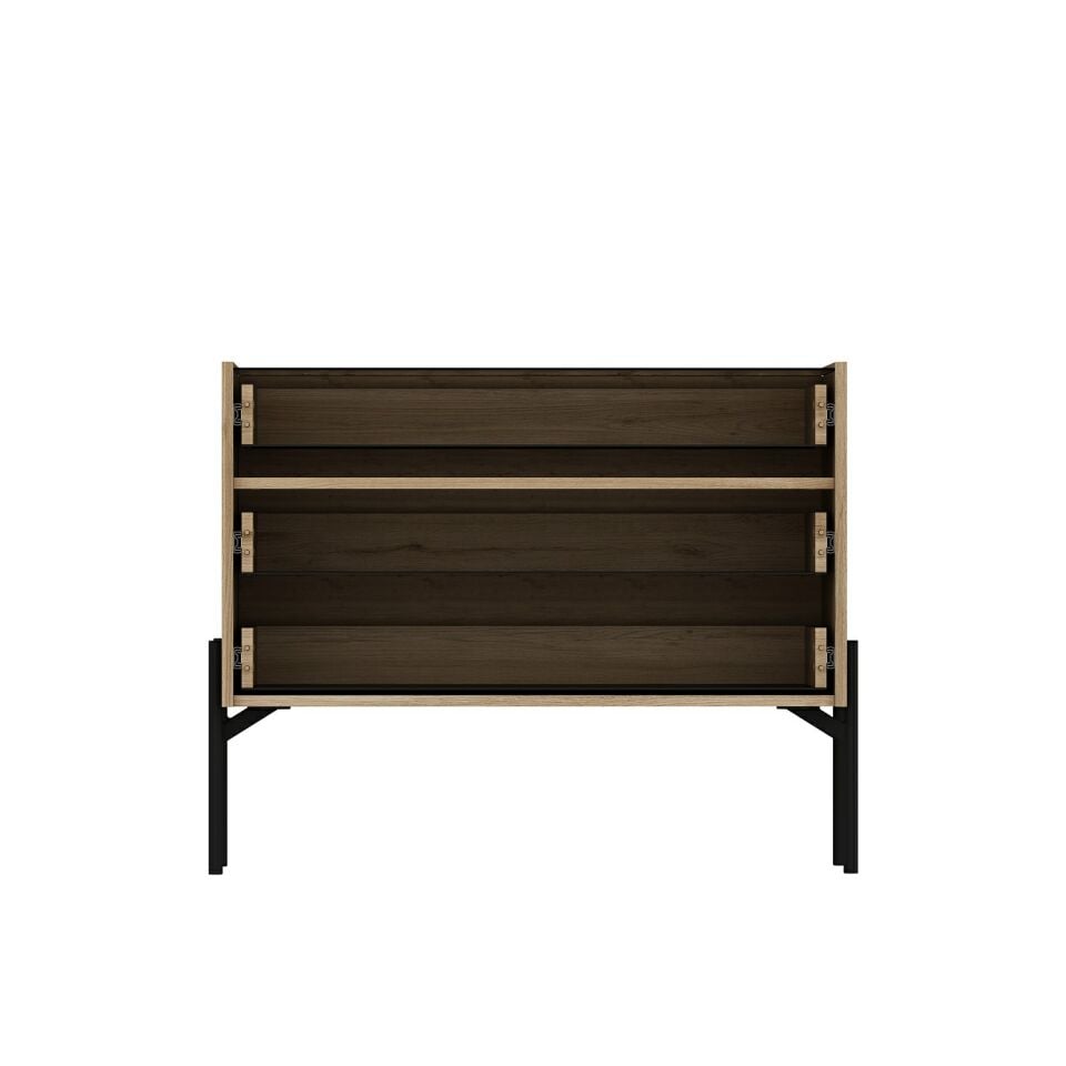 Maren Şifonyer 3Ç Camlı Metal Ayaklı-Sepet-G.Yunus