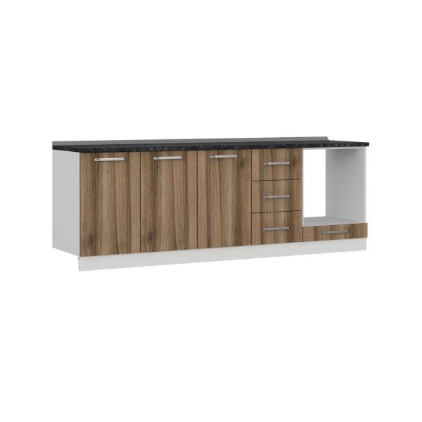 Minar 240 Cm Mutfak Dolabı Beyaz Dore 240-D4-Alt Modül