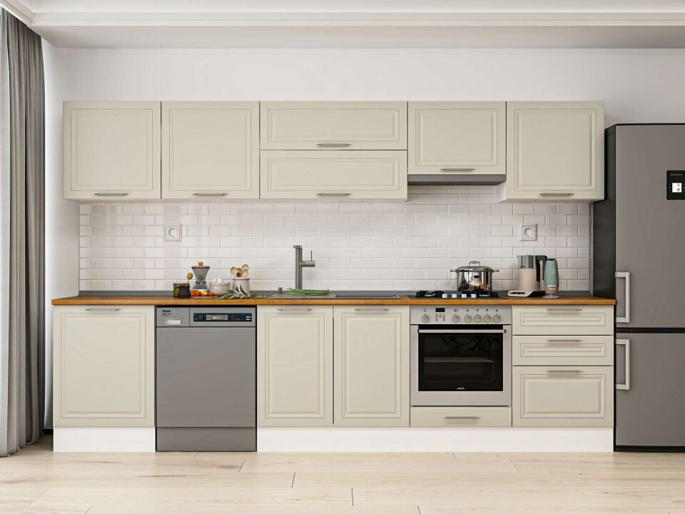 Alvinka 330X210 Cm Klasik Mebran Mutfak Dolabı Beyaz Beyaz M-E90S60S60-1