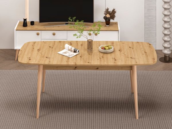 Mitra Yemek Masası - Artisan/Ahşap Ayak