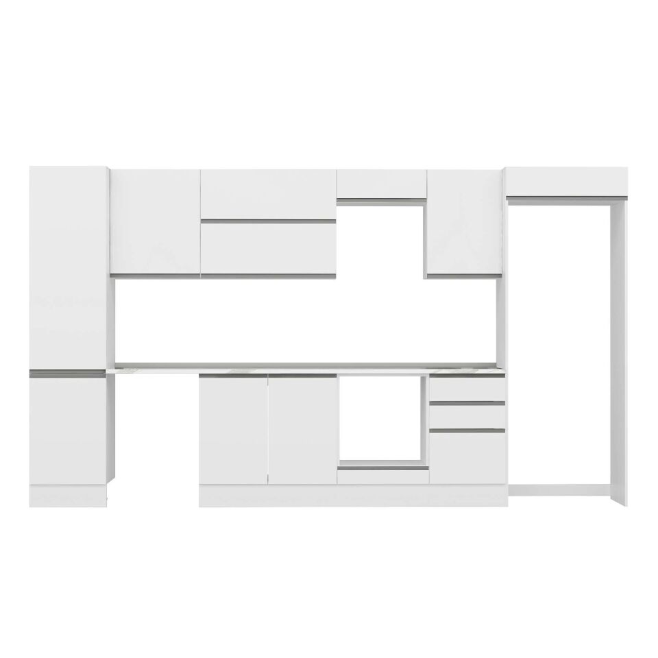 Alvinka 380X222 Cm High Gloss Mutfak Dolabı Mbb-E80B50S50-2 High Gloss | Beyaz - Mdf