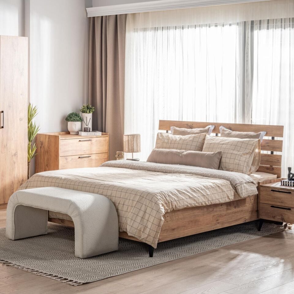 Ceramical KRB2 Çift Kişilik Karyola Bazalı  - 160x200 cm - Çam