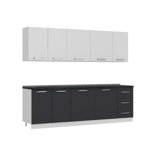 Minar 255 Cm Mutfak Dolabı Beyaz Antrasit 255-A1