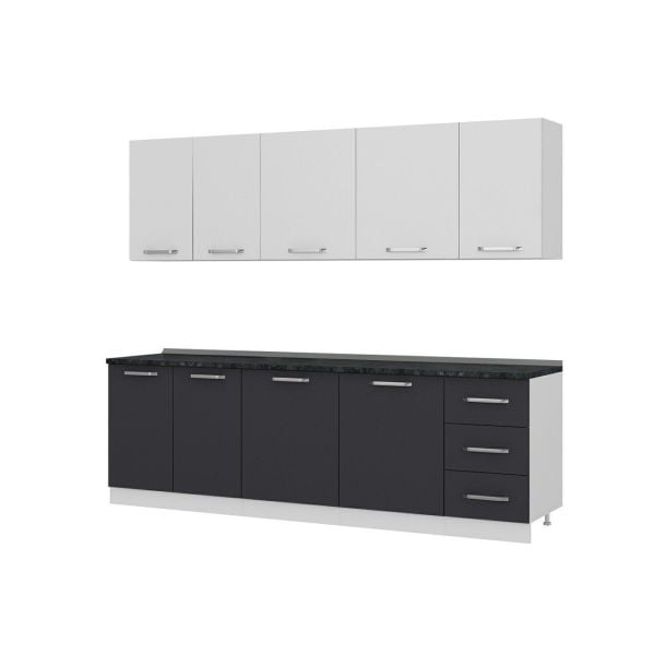 Minar 255 Cm Mutfak Dolabı Beyaz Antrasit 255-A1