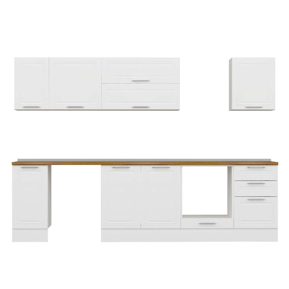 Alvinka 290X210 Cm Klasik Mebran Mutfak Dolabı M-E80S40S50-2 Mebran | Beyaz - Suntalam