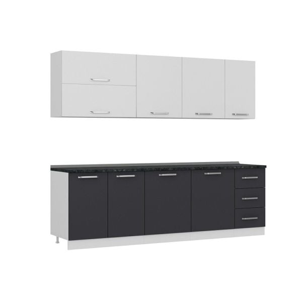 Minar 255 Cm Mutfak Dolabı Beyaz Antrasit 255-A2