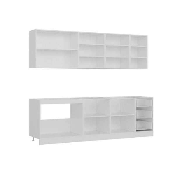 Minar 255 Cm Mutfak Dolabı Beyaz Antrasit 255-A2