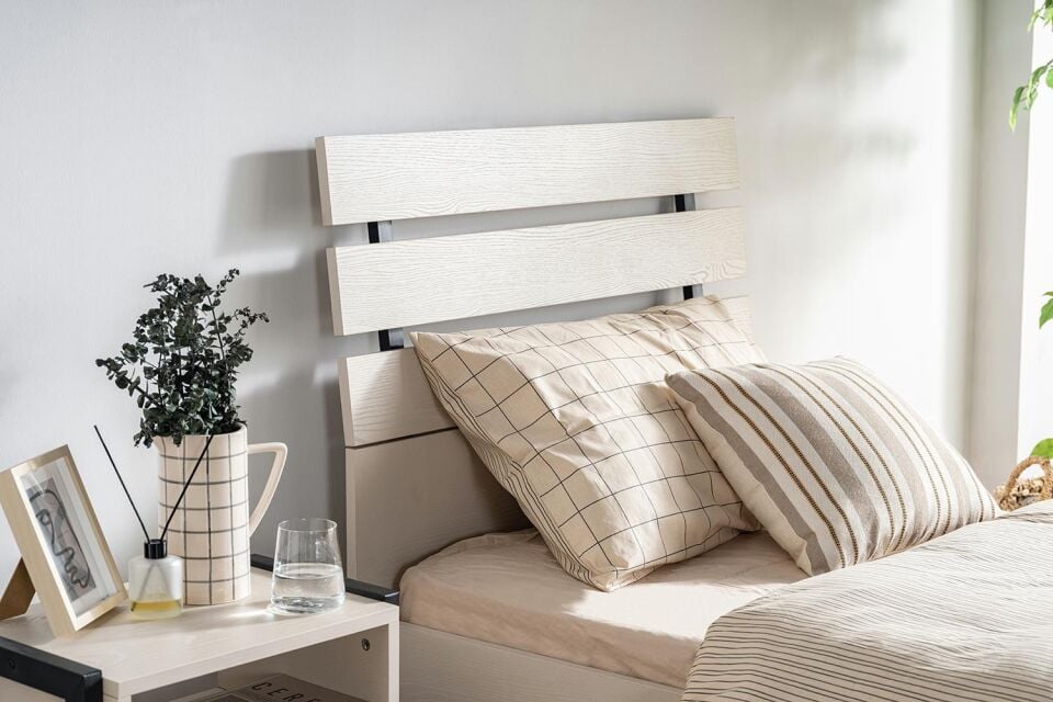 Cera KR1S Ahşap Başlıklı Karyola - 90x190 - Vizon Bej