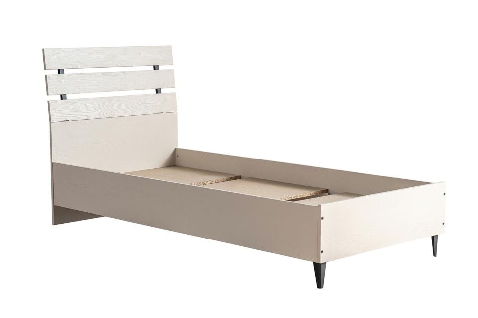 Ceramical KR1S Ahşap Başlıklı Karyola - 90x190 - Vizon Bej