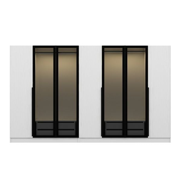 Kale Plus 7 Mebran Kapaklı 4Ç Dolap Beyaz Mebran Füme Cam