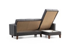 Polya Sandıklı Bazalı L Köşe Koltuk Koyu Gri