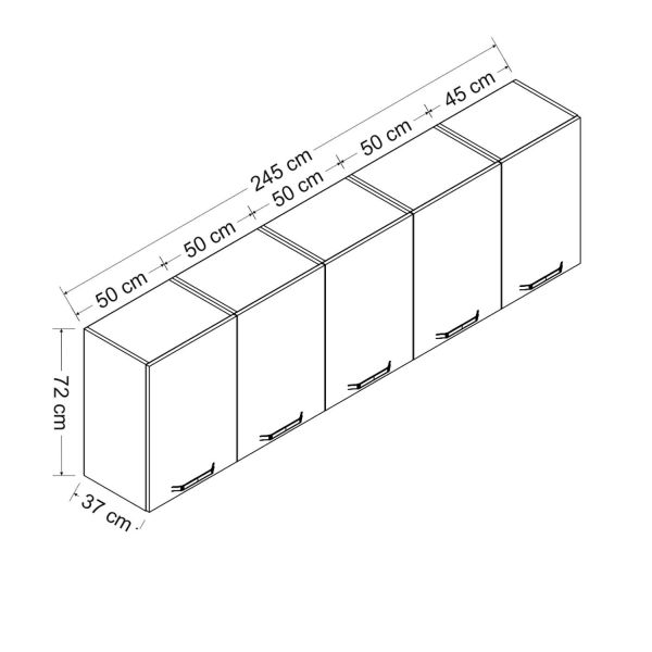 Minar 245 Cm Mutfak Dolabı Beyaz 245-B3-Üst Modül