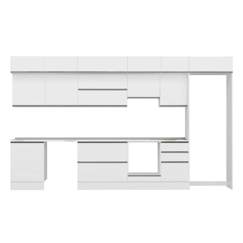 Alvinka 400X240 Cm High Gloss Mutfak Dolabı Mb-E90S60S50-1 High Gloss | Beyaz - Mdf