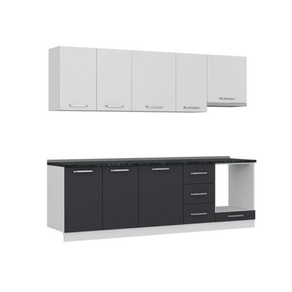 Minar 255 Cm Mutfak Dolabı Beyaz Antrasit 255-A5