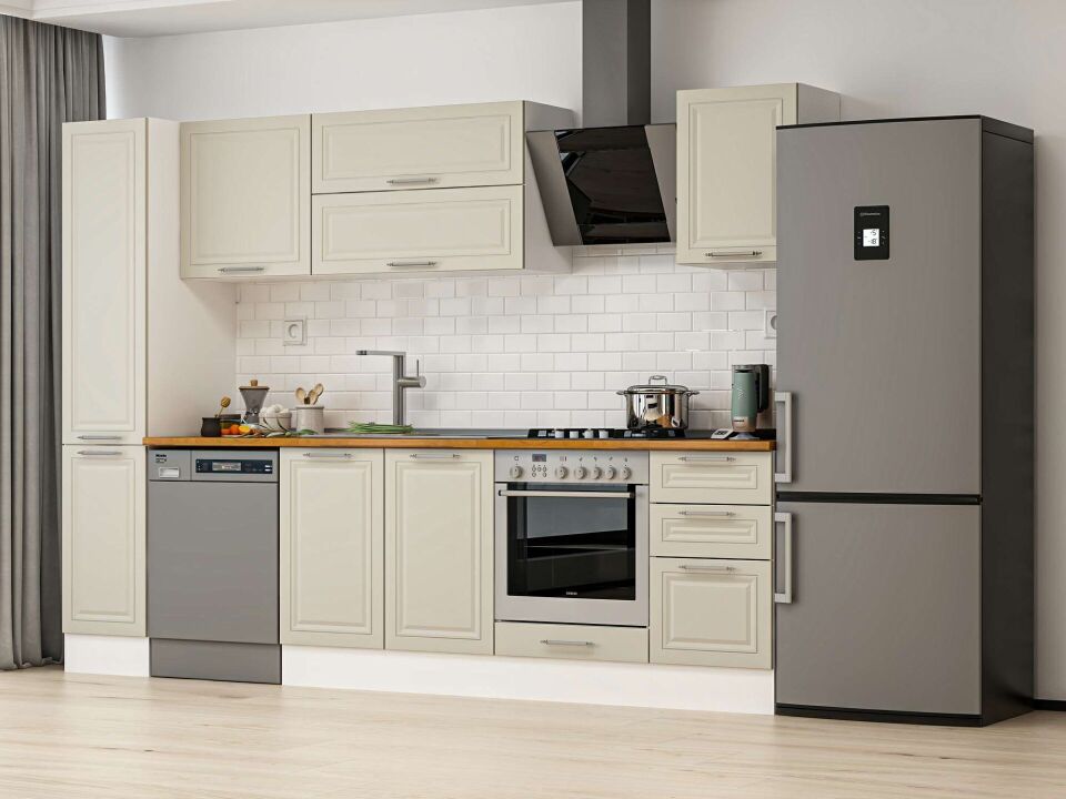 Alvinka 295X210 Cm Klasik Mebran Mutfak Dolabı Beyaz Beyaz Mb-E90B40S45-2