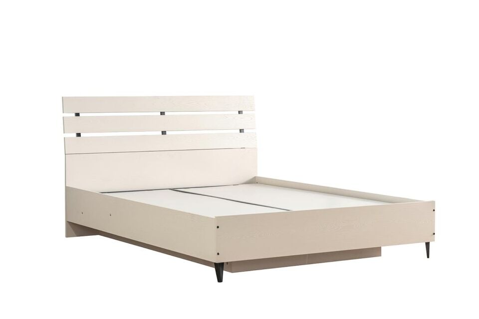 Ceramical KRB2 Ahşap Başlıklı Bazalı Karyola - 160x200 - Vizon Bej