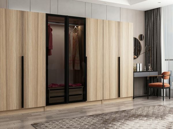 Kale Plus 7 Kapaklı 2Ç Dolap Dore Plus Dore Füme Cam