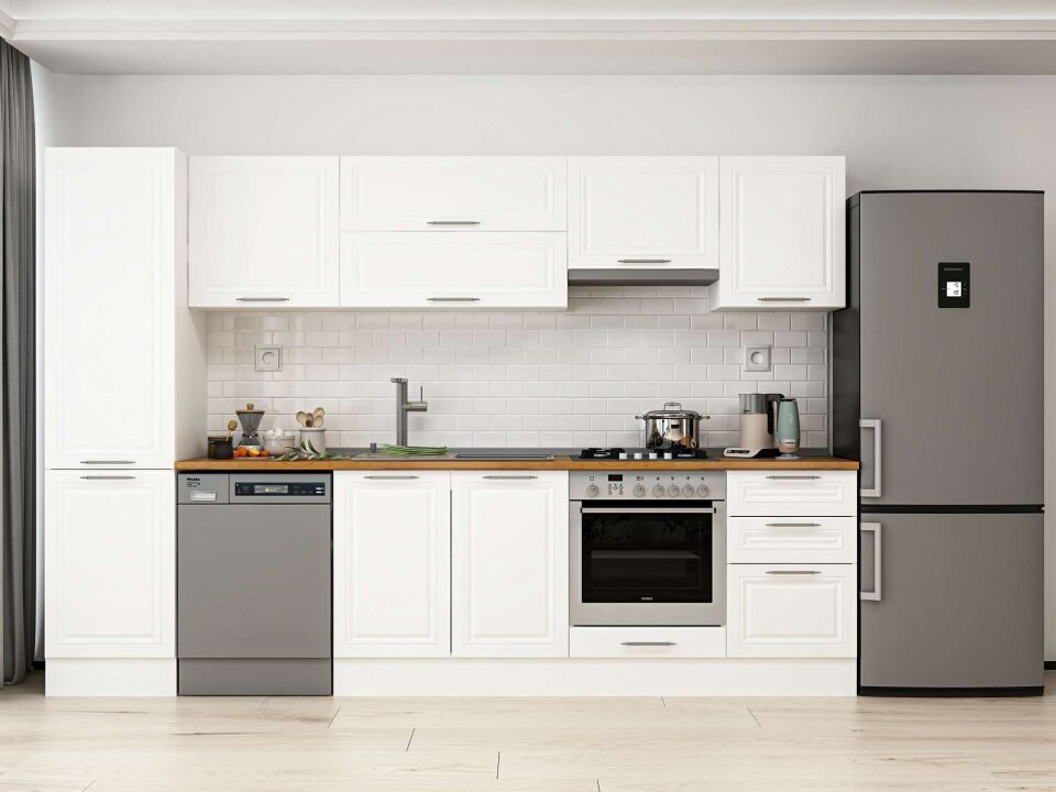 Alvinka 310X210 Cm Klasik Mebran Mutfak Dolabı Mb-E90B50S50-1 Mebran | Beyaz - Mdf