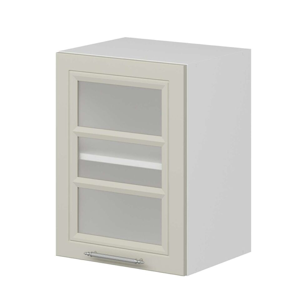 Alvinka Mutfak Modül Mbr_C Üst 1Dk1R 45-H60Cm Dolap Cam Beyaz Kumtaşı Mdf