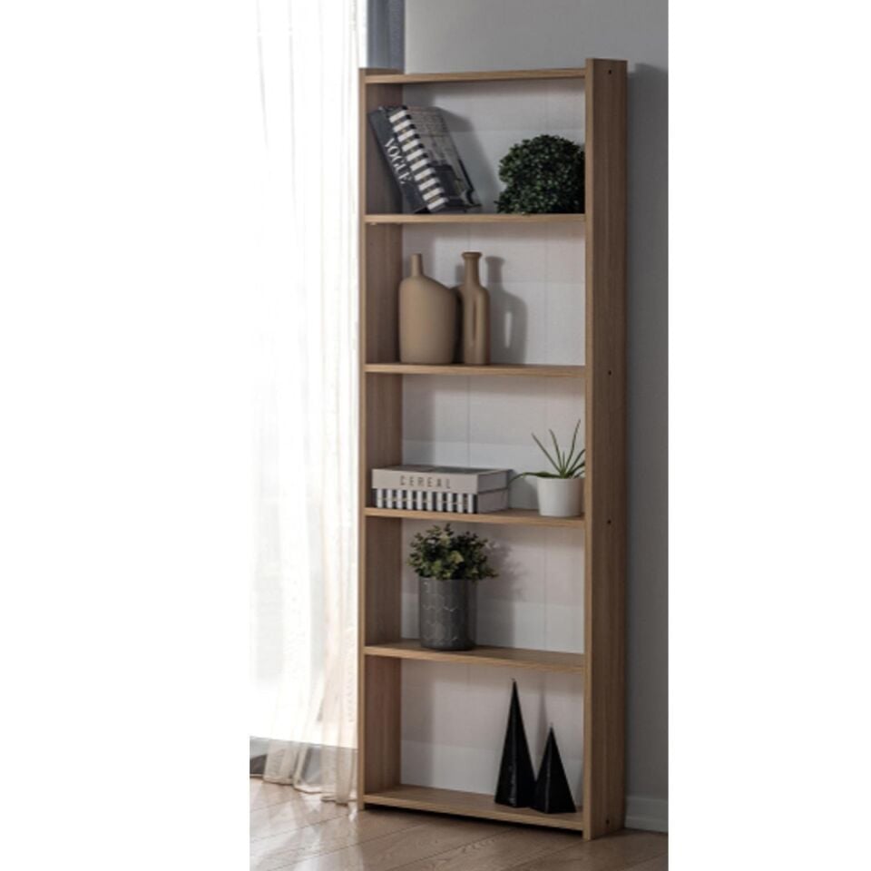 Ceramical KTS2 Modern 5 Raflı Kitaplık - 60x180 cm - Ebru