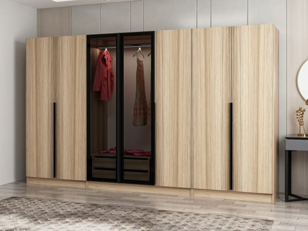 Kale Plus 7 Kapaklı 2Ç Dolap Dore Plus Dore Füme Cam 190CM