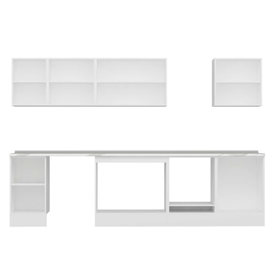 Alvinka 305X210 Cm High Gloss Mutfak Dolabı M-E80S45S60-3 High Gloss | Beyaz - Mdf