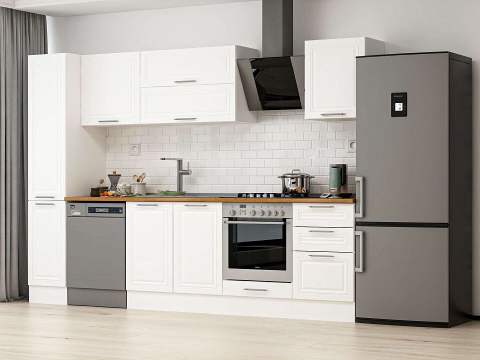Alvinka 300X210 Cm Klasik Mebran Mutfak Dolabı Beyaz Beyaz Mb-E90B40S50-2