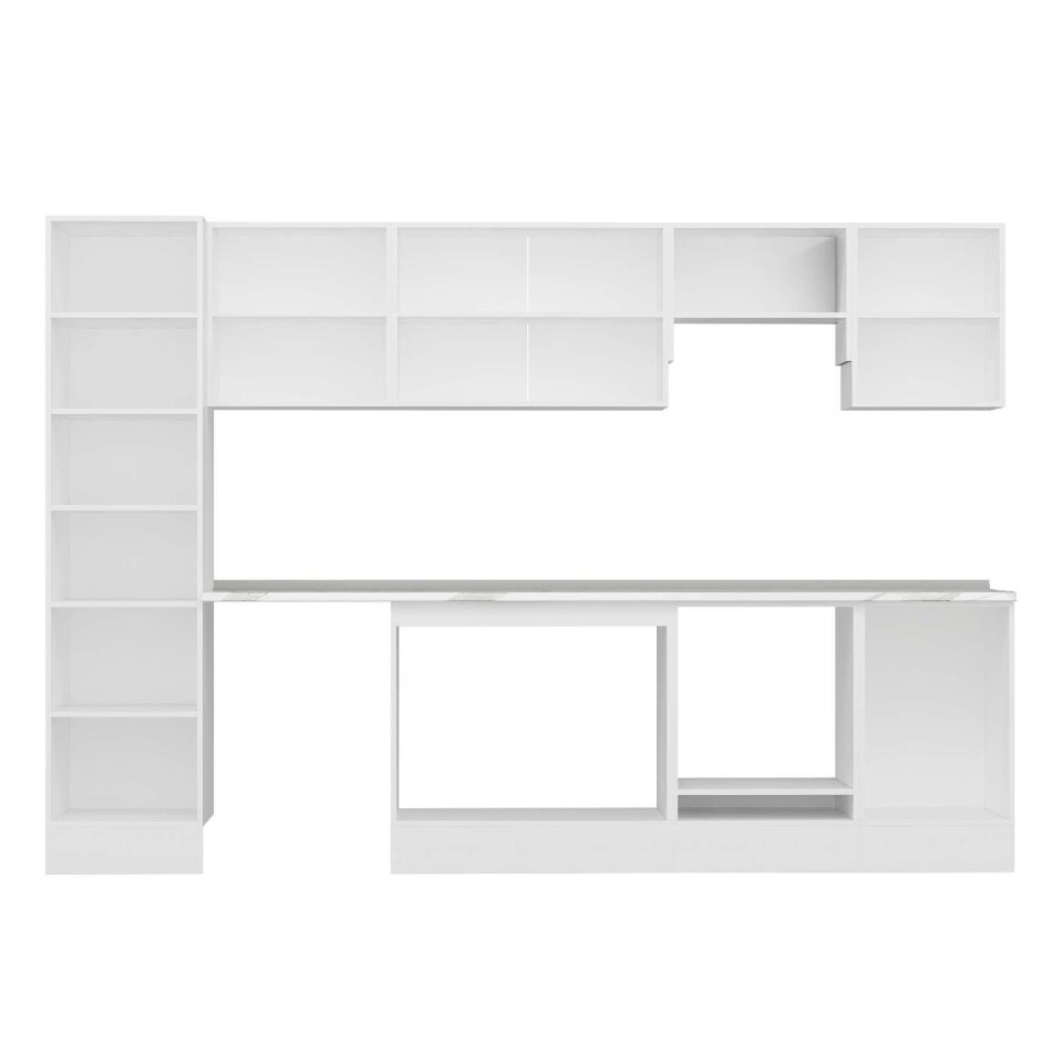 Alvinka 310X210 Cm Klasik Mebran Mutfak Dolabı Mb-E90B50S50-1 Mebran | Kumtaşı - Mdf