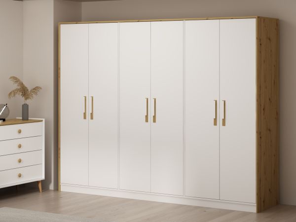 Mitra 6 Kapaklı Dolap - Beyaz/Artisan
